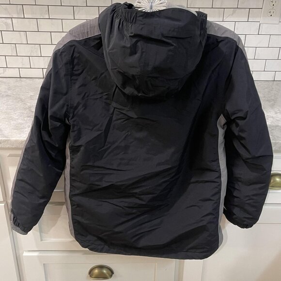 Lands' End Squall Jacket Boys Medium 10-12 Black Gray Winter Hooded Waterproof - Picture 6 of 11